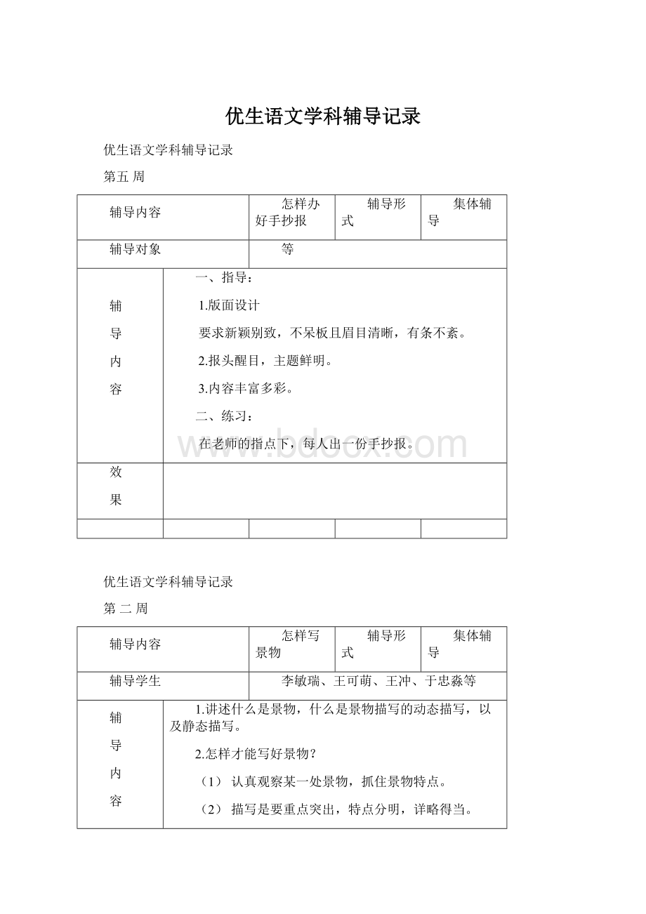 优生语文学科辅导记录.docx_第1页