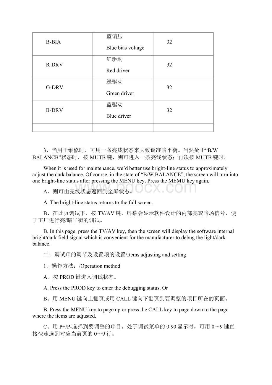 飞利浦工厂调试与设置说明Word下载.docx_第2页