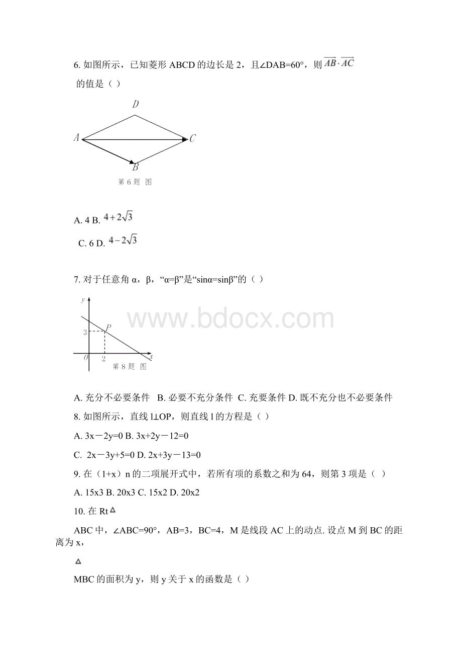 山东省春季高考数学试题及答案word版.docx_第2页