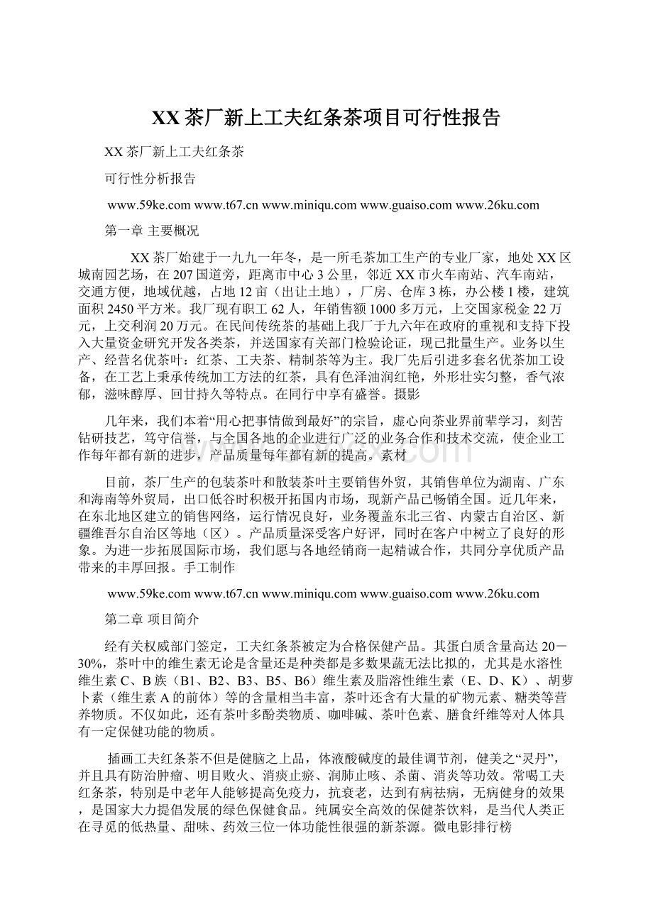 XX茶厂新上工夫红条茶项目可行性报告Word格式文档下载.docx