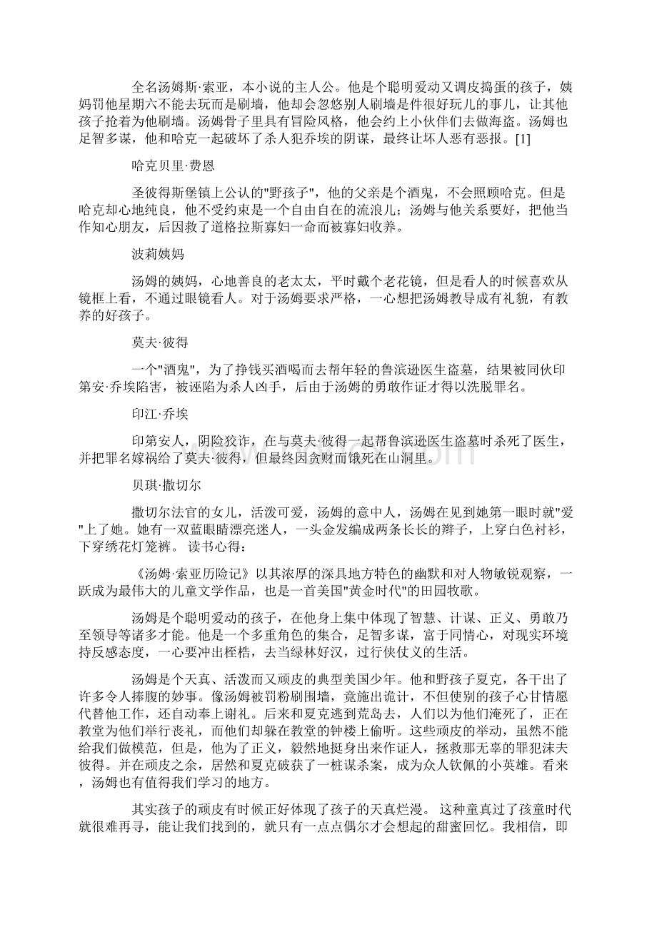 汤姆索亚历险记的读书笔记.docx_第2页