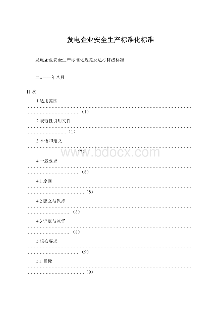 发电企业安全生产标准化标准Word格式.docx