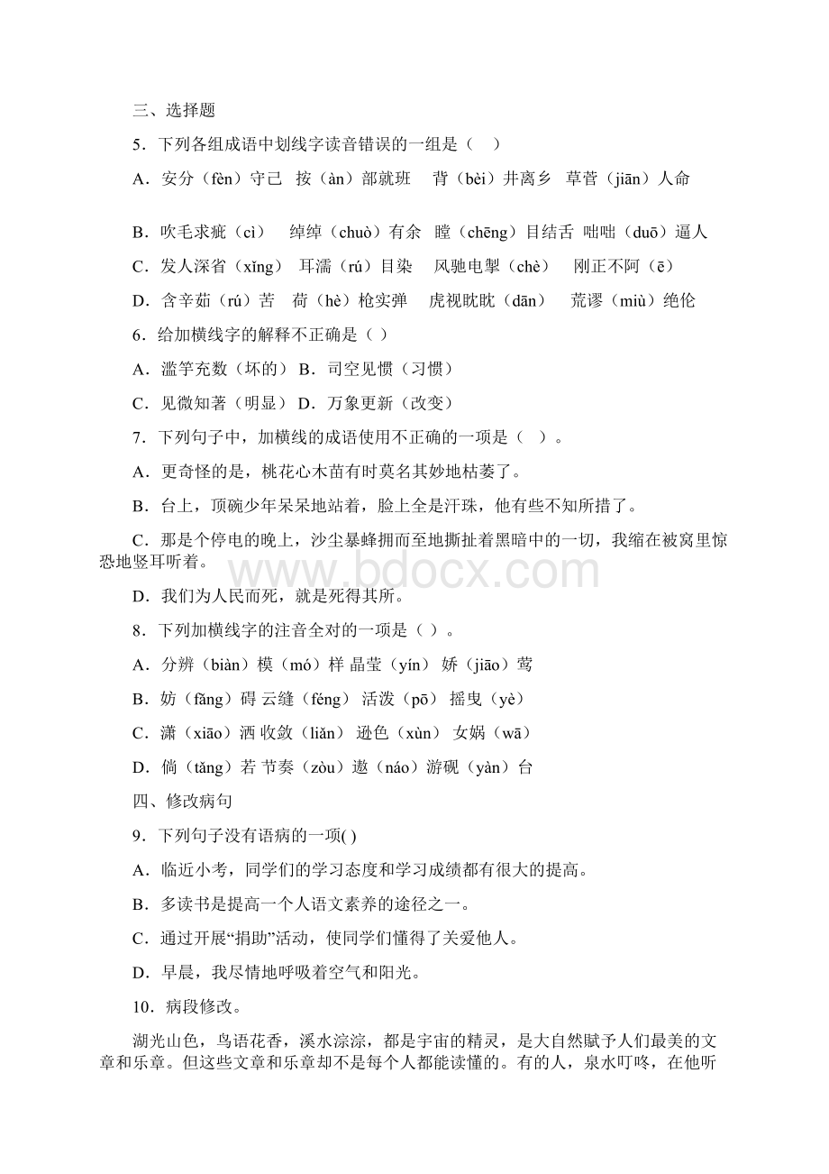 小学小升初语文全真模拟卷4含答案解析.docx_第2页