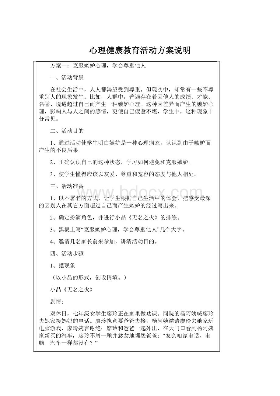 心理健康教育活动方案说明Word下载.docx