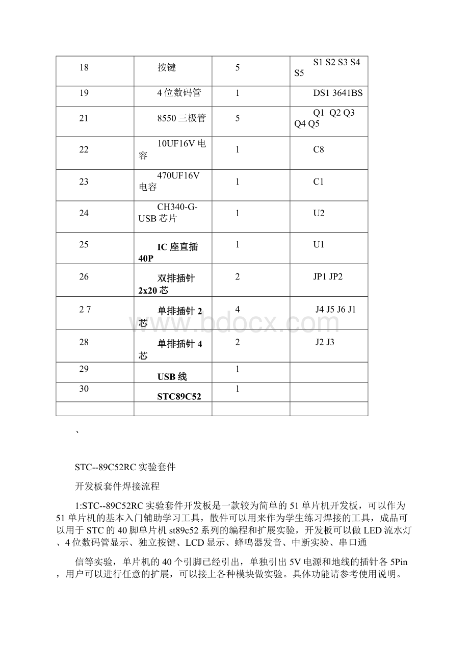 STC89C52实验套件清单文档格式.docx_第2页