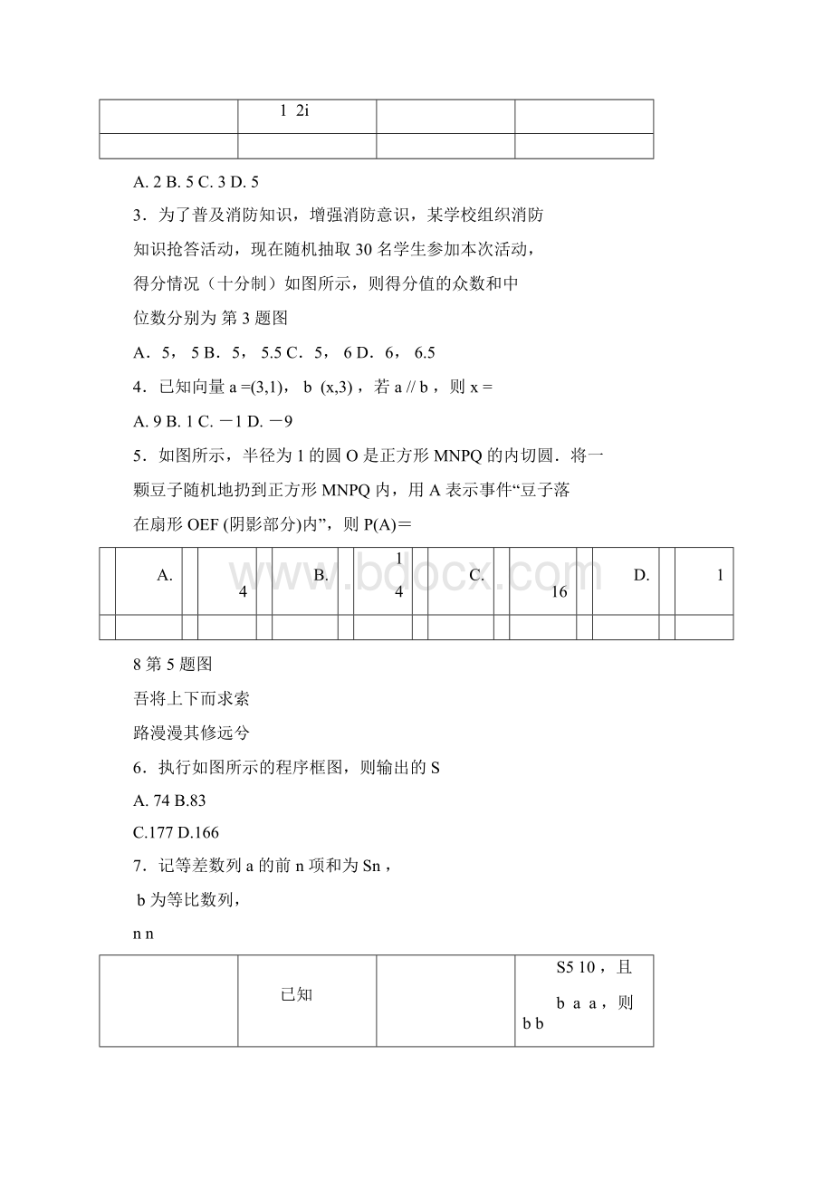 中高考资料学年第一学期末汕头市高三质量监测试题和答案文数.docx_第2页