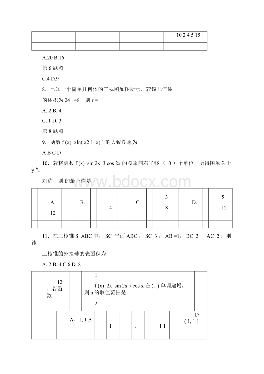 中高考资料学年第一学期末汕头市高三质量监测试题和答案文数.docx_第3页