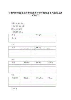 行业知识库流通服务行业需求分析零售业务单元蓝图方案XX0033.docx