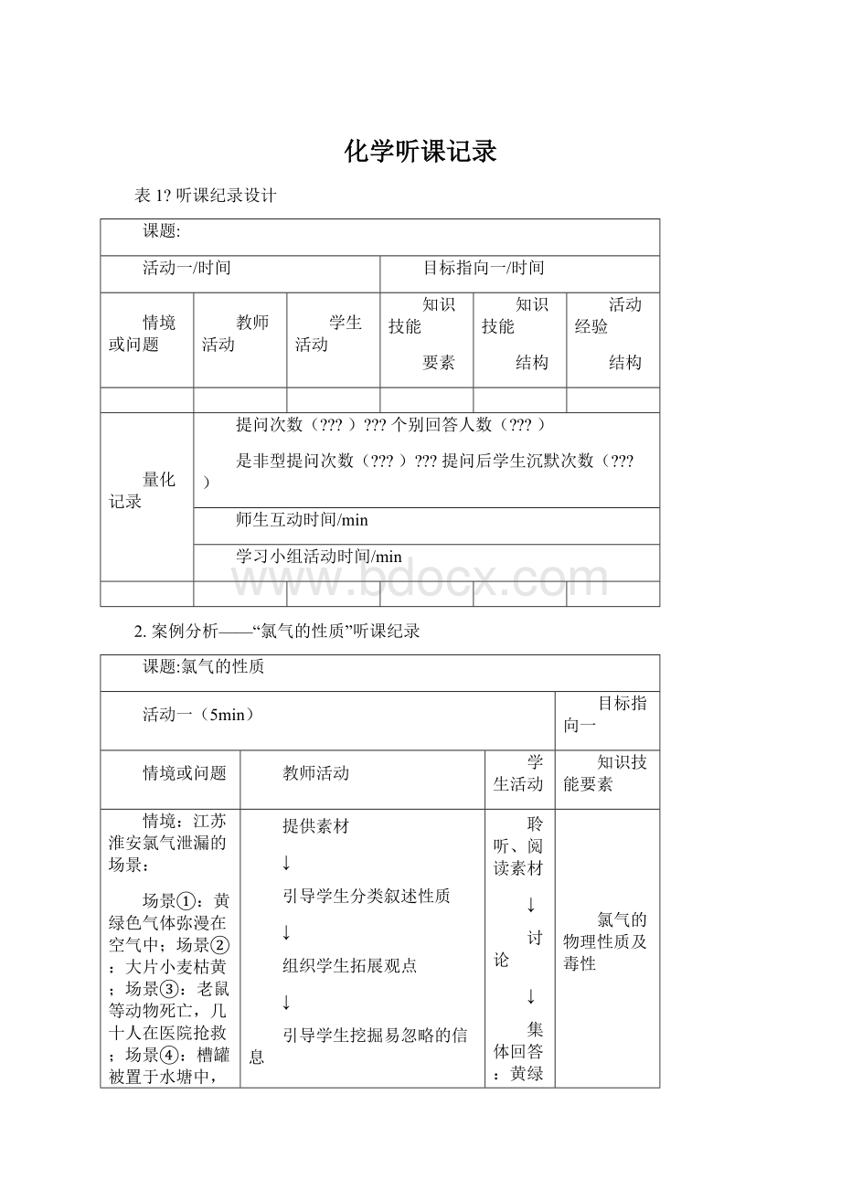 化学听课记录Word文件下载.docx