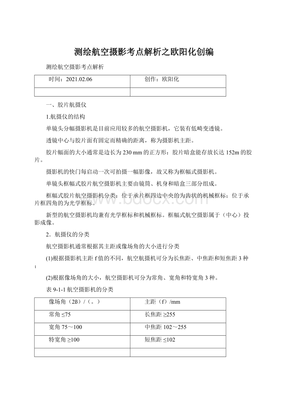 测绘航空摄影考点解析之欧阳化创编Word下载.docx