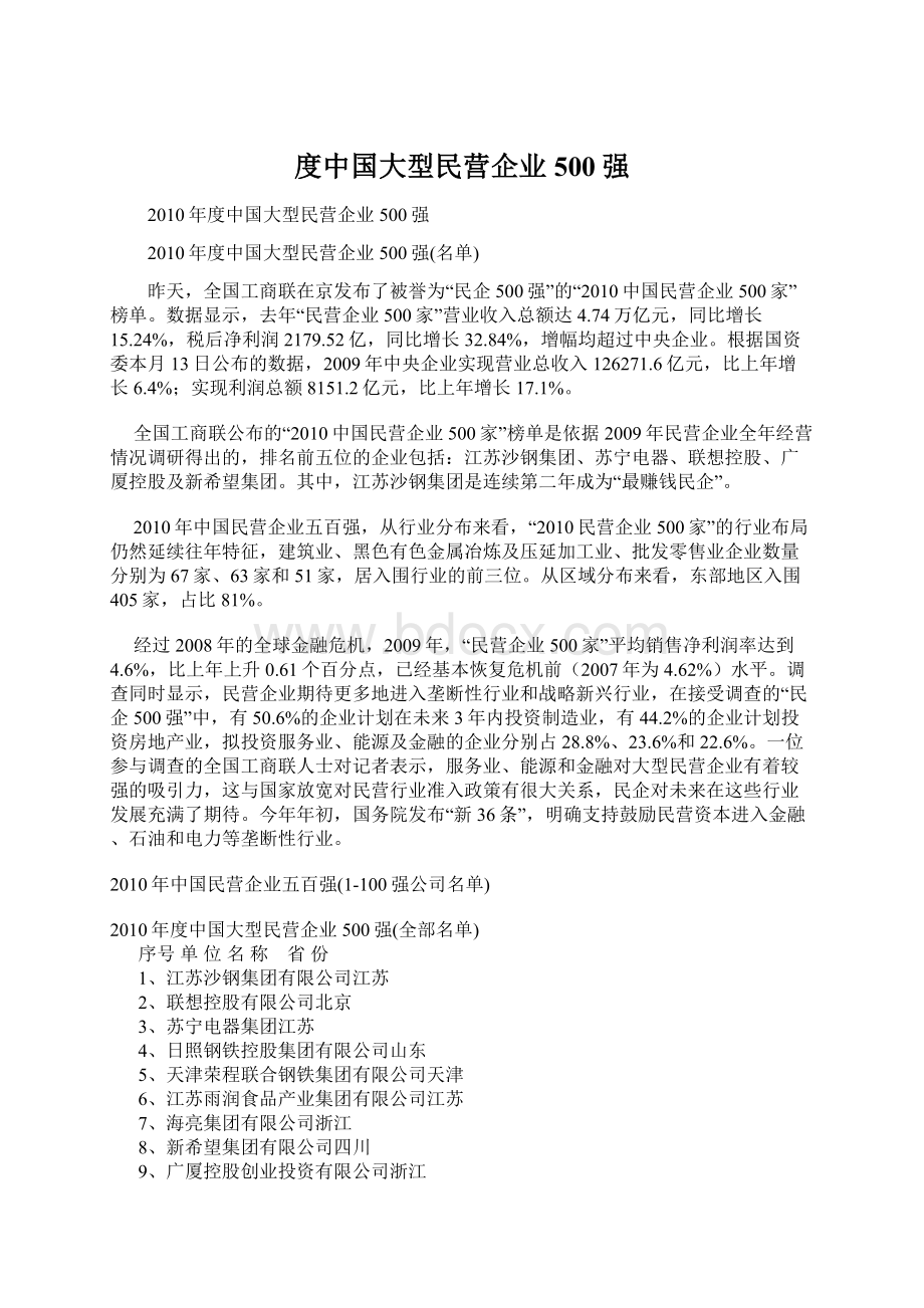 度中国大型民营企业500强.docx_第1页