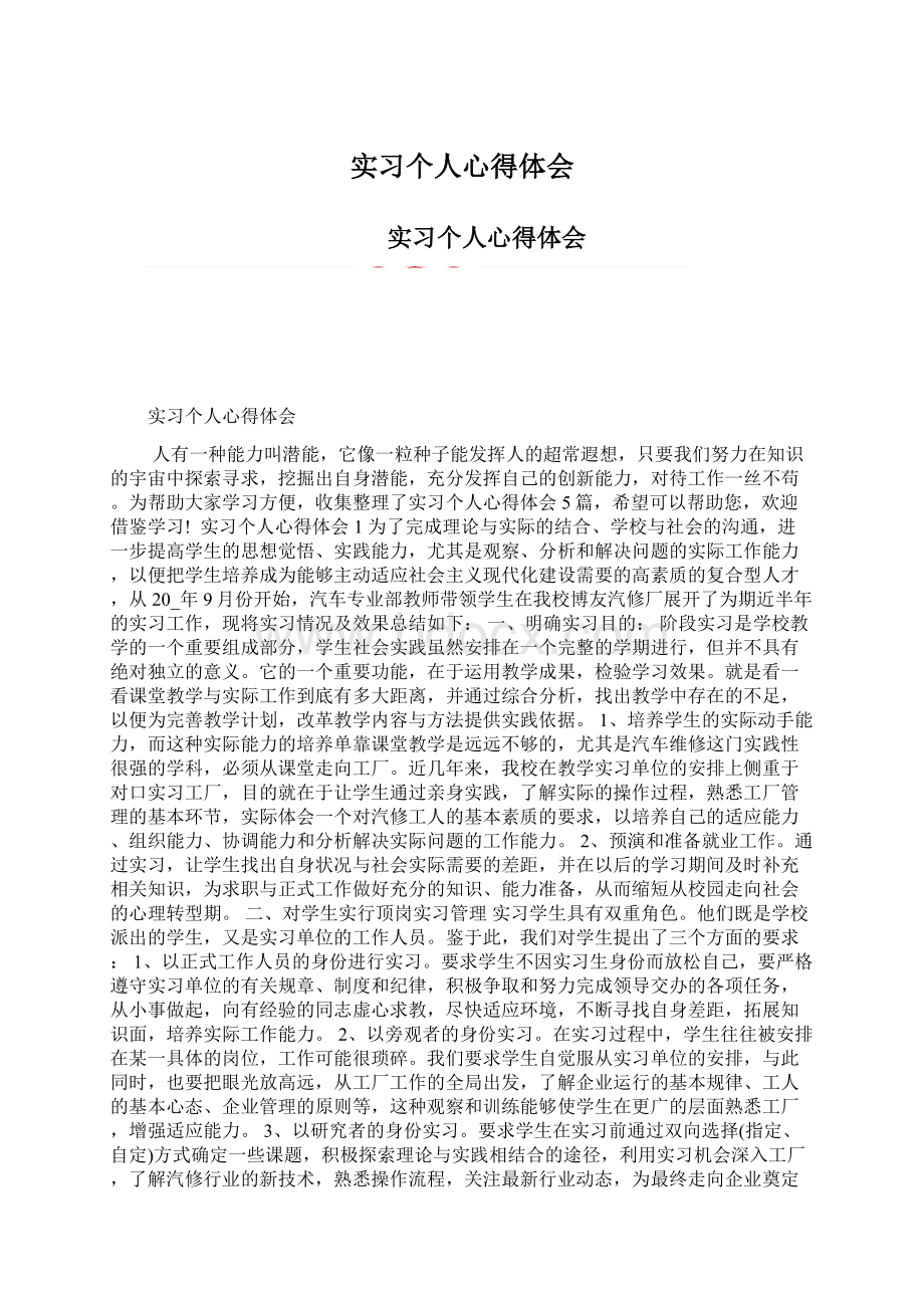 实习个人心得体会.docx