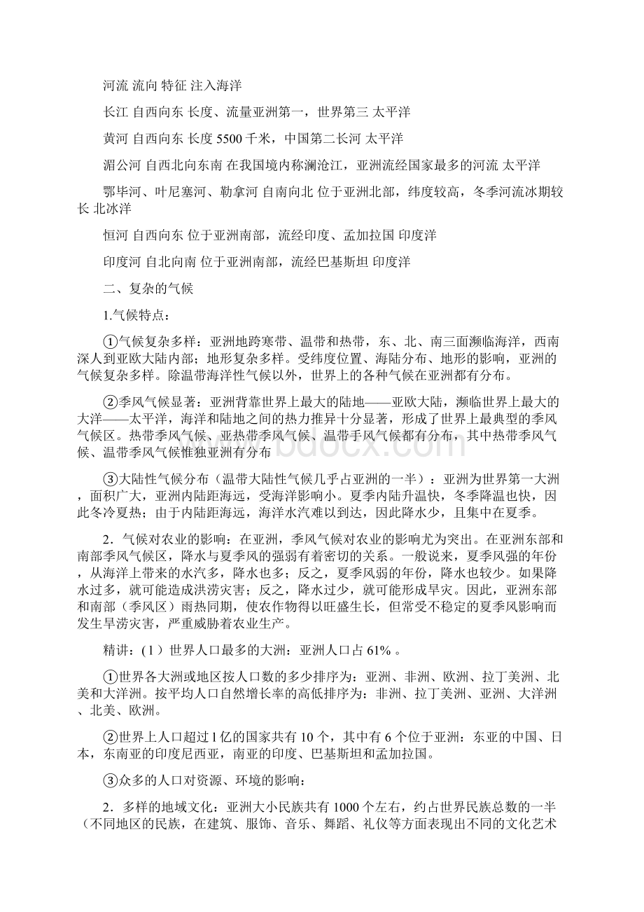 初一地理下册全册期末总复习提纲精品Word格式文档下载.docx_第2页