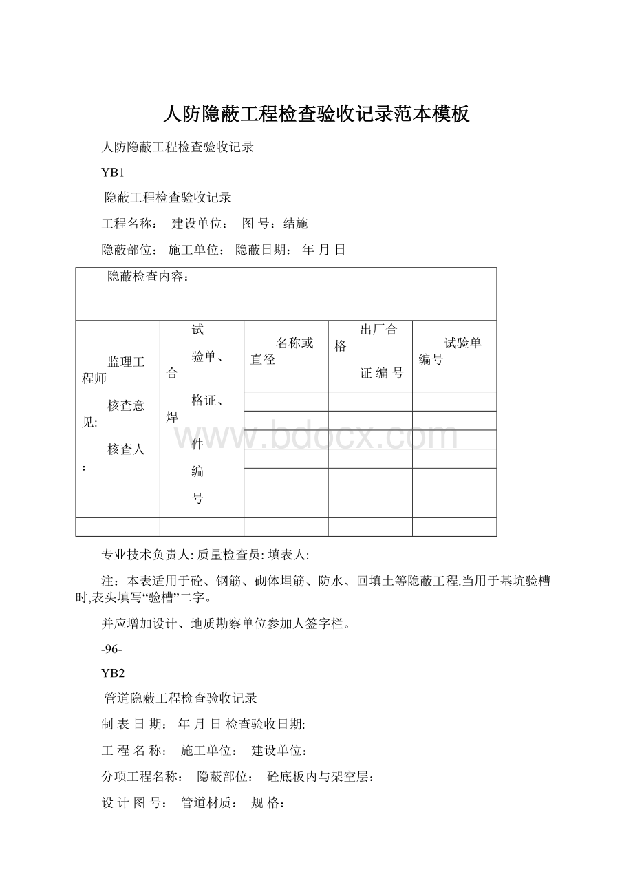 人防隐蔽工程检查验收记录范本模板.docx_第1页