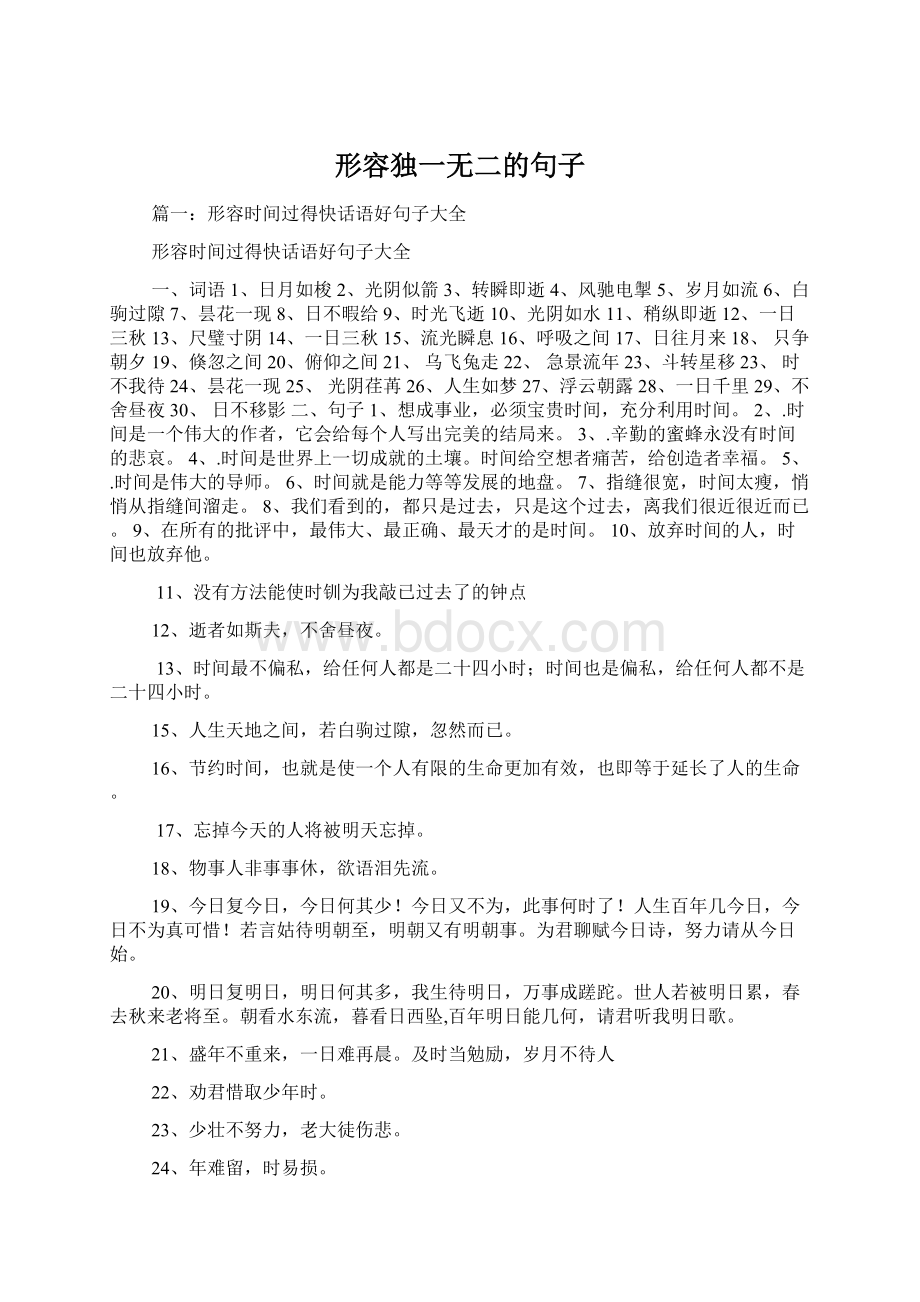 形容独一无二的句子Word格式文档下载.docx_第1页