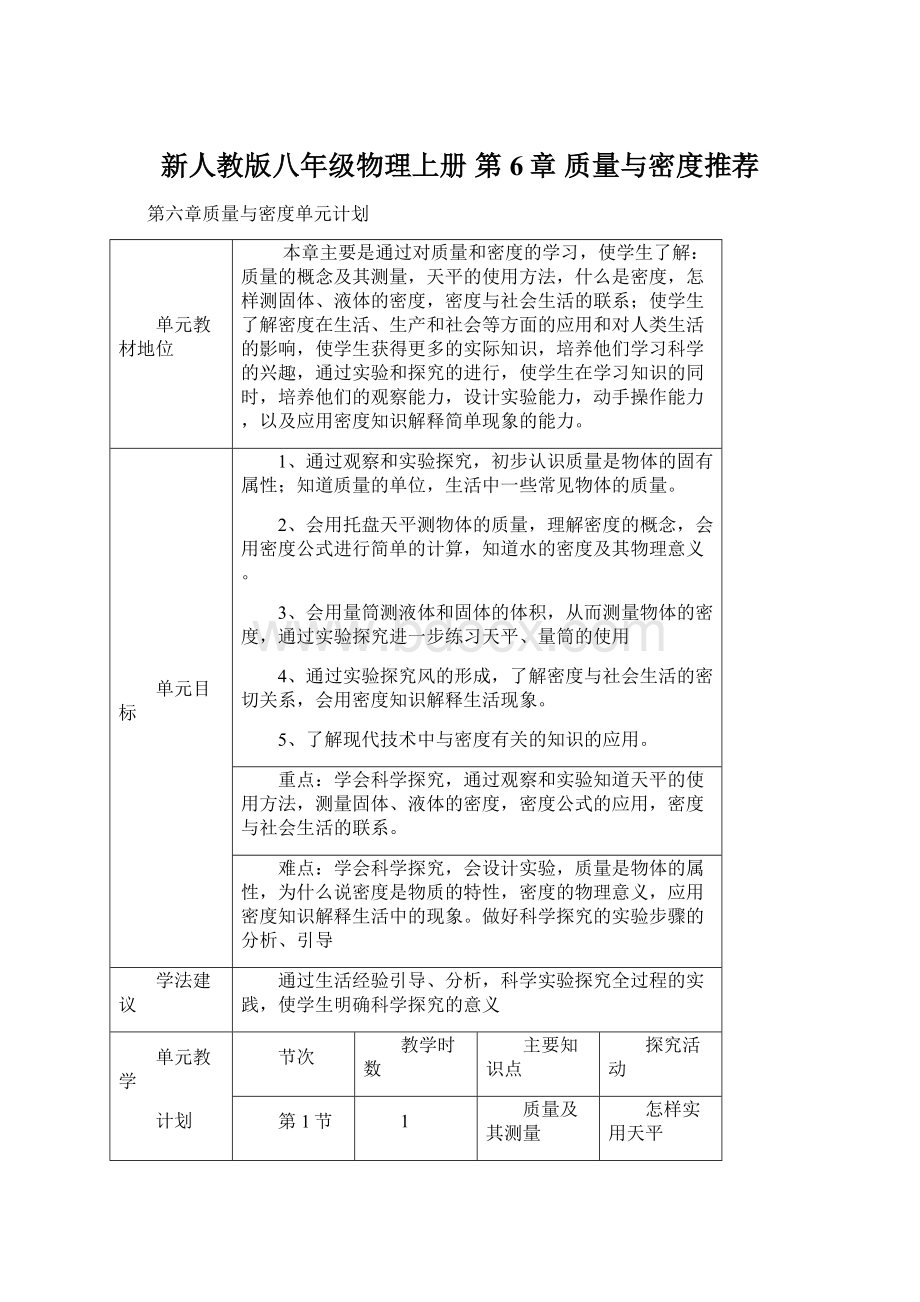 新人教版八年级物理上册 第6章质量与密度推荐Word文件下载.docx