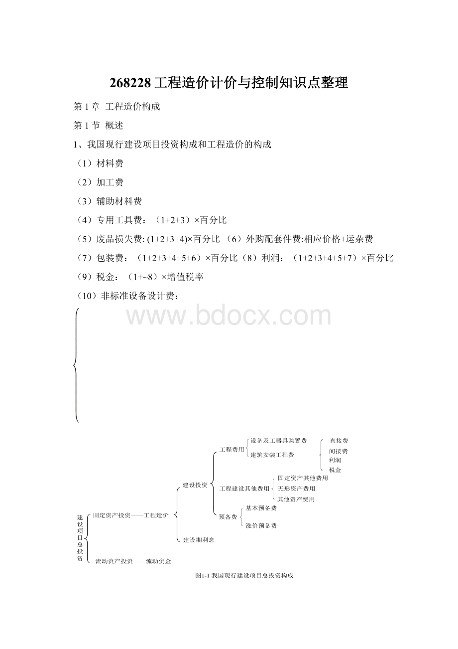 268228工程造价计价与控制知识点整理Word文档下载推荐.docx