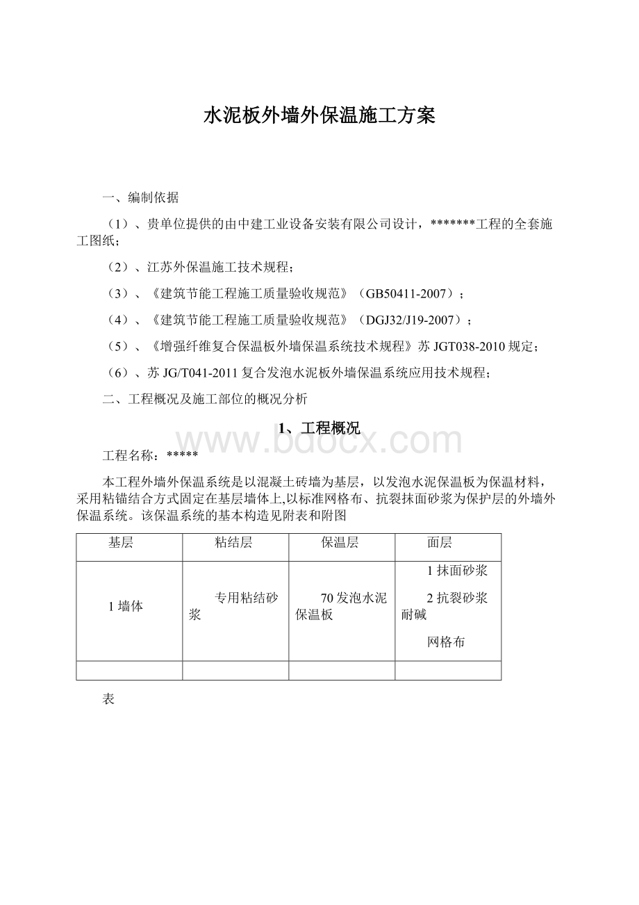 水泥板外墙外保温施工方案.docx_第1页