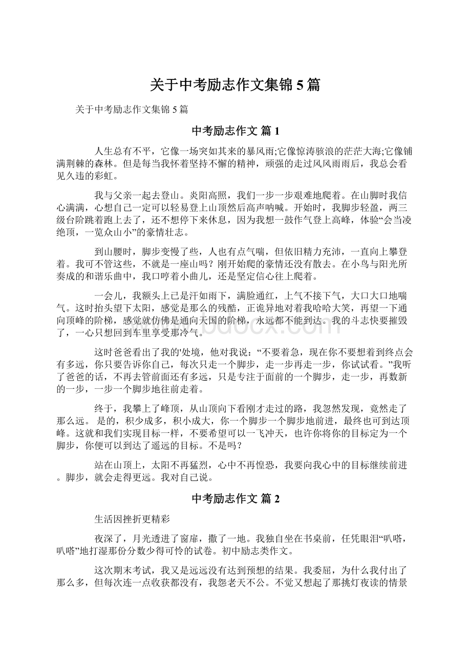 关于中考励志作文集锦5篇.docx