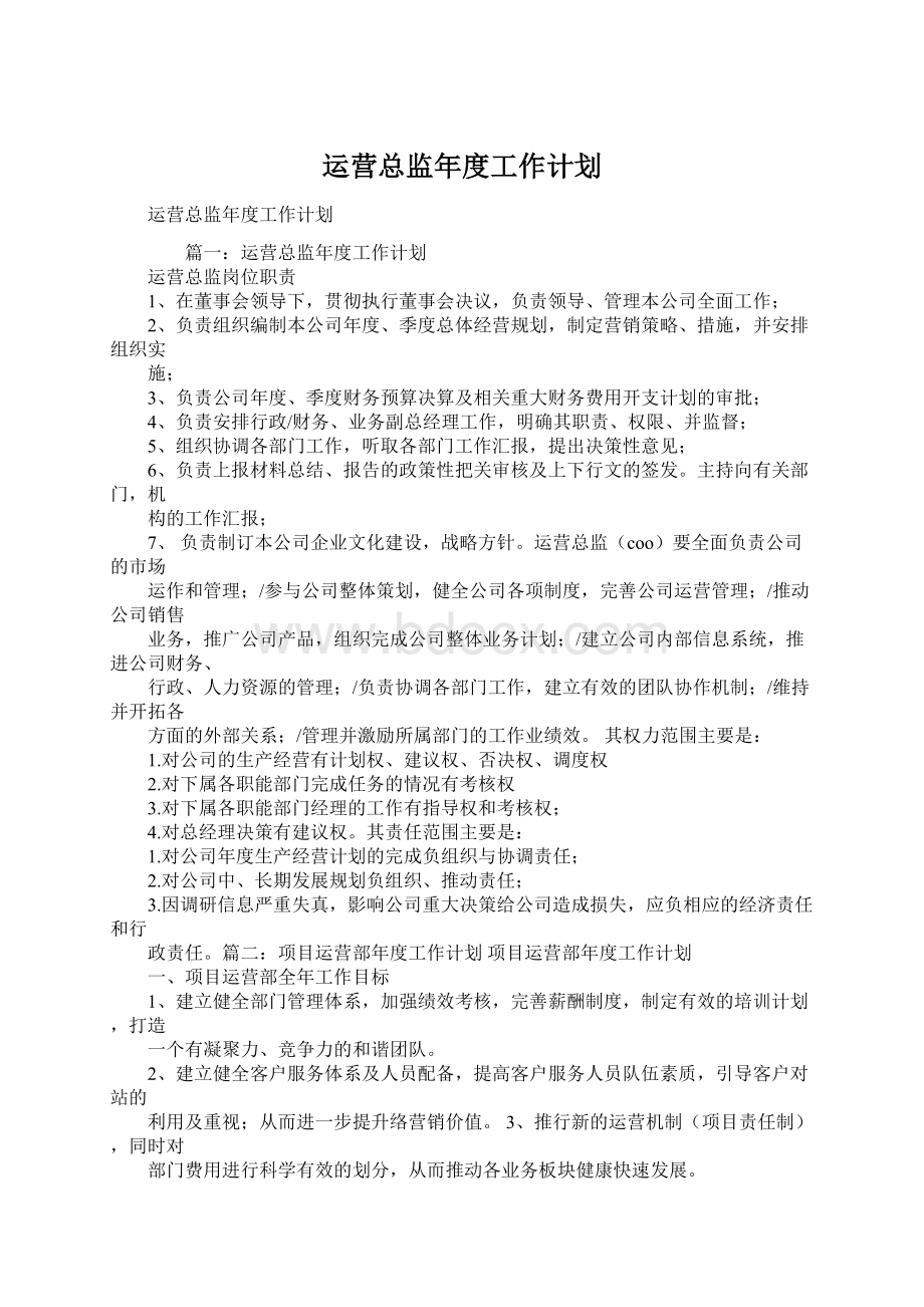 运营总监年度工作计划Word文档格式.docx_第1页