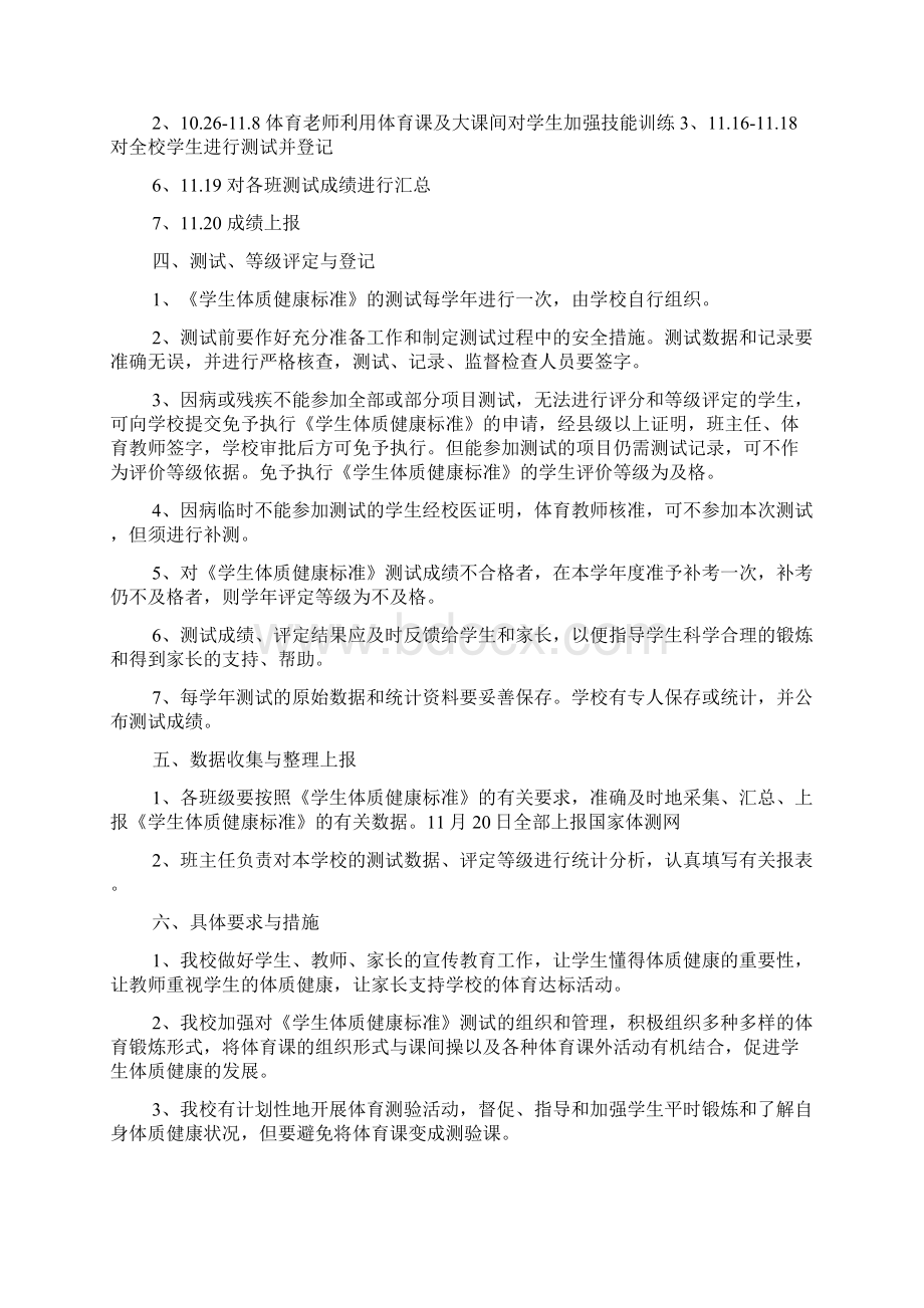 关于小学生体质健康测试工作方案Word文档格式.docx_第2页