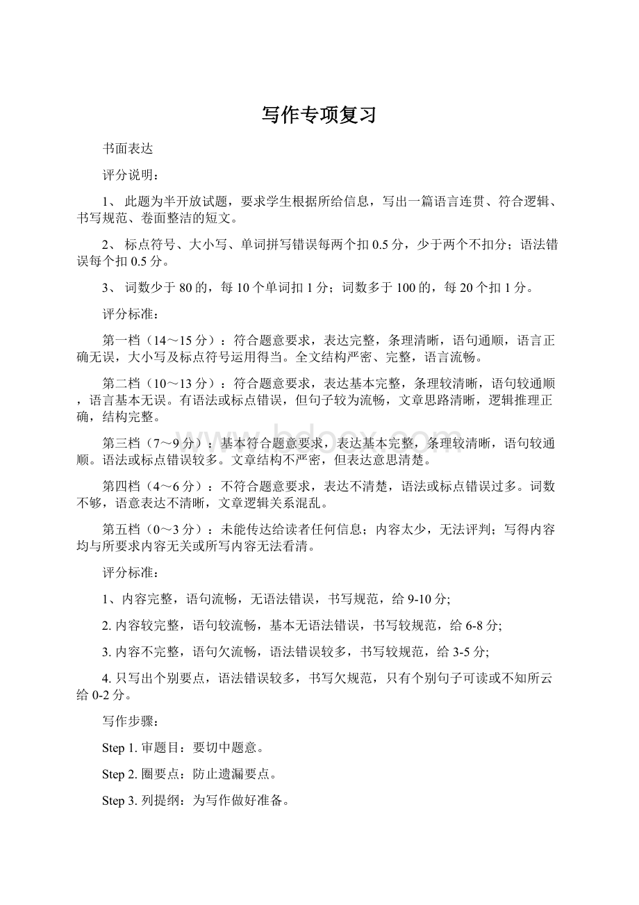 写作专项复习Word文件下载.docx_第1页