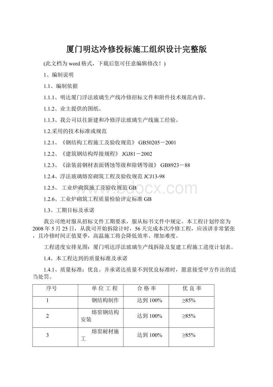 厦门明达冷修投标施工组织设计完整版Word文件下载.docx_第1页