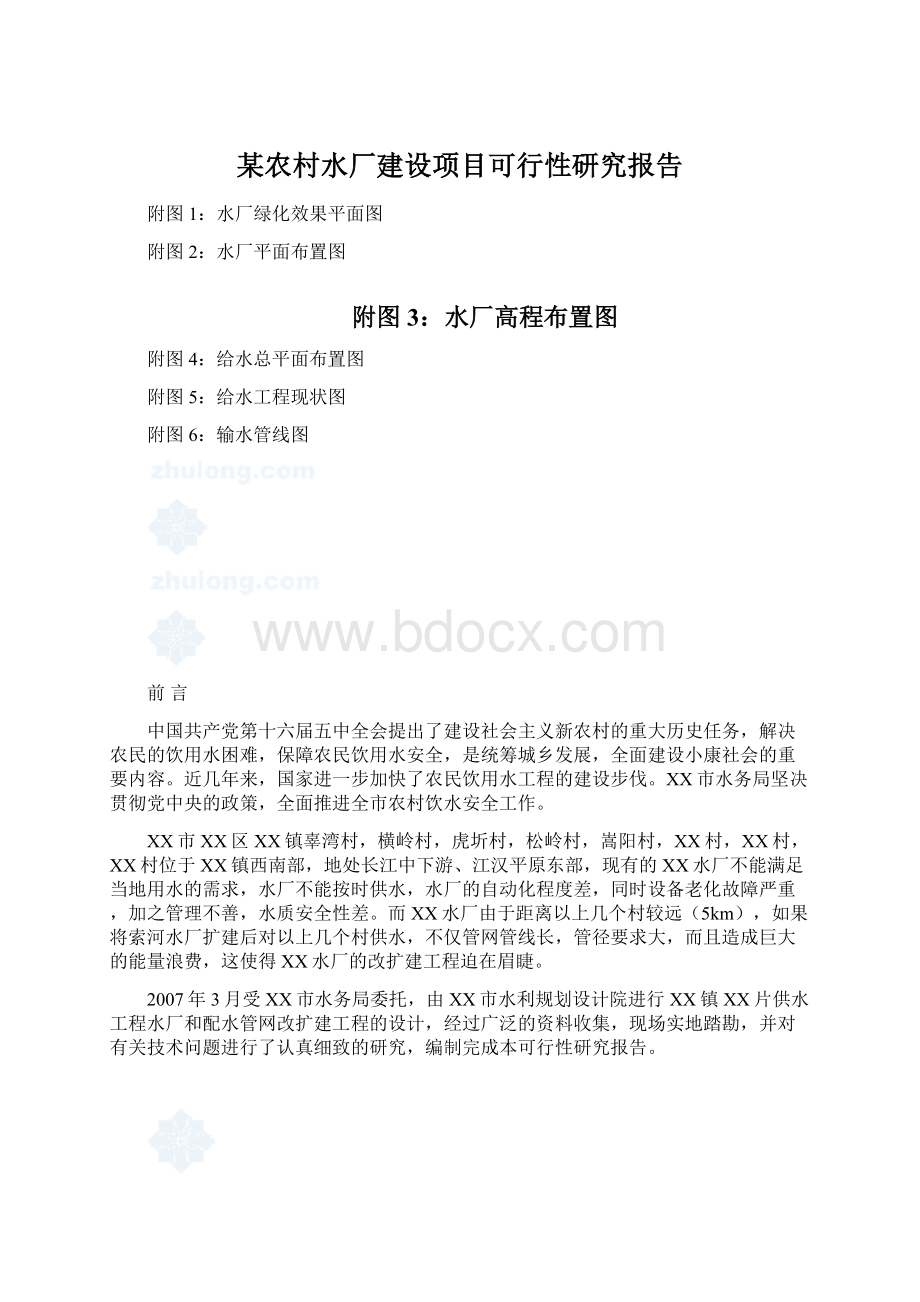 某农村水厂建设项目可行性研究报告文档格式.docx_第1页