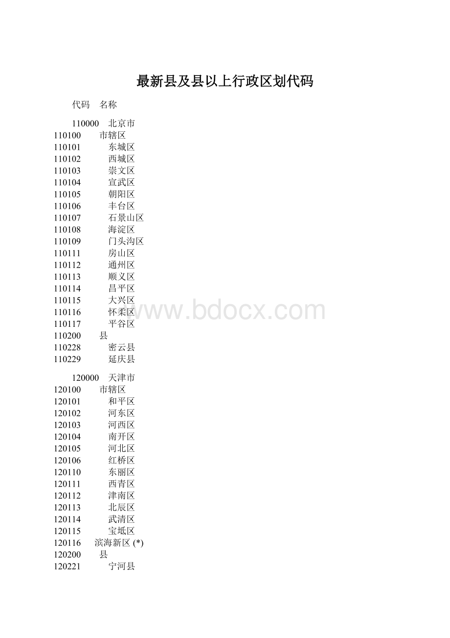 最新县及县以上行政区划代码Word格式.docx