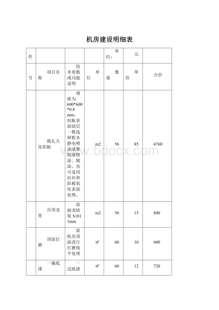 机房建设明细表.docx_第1页