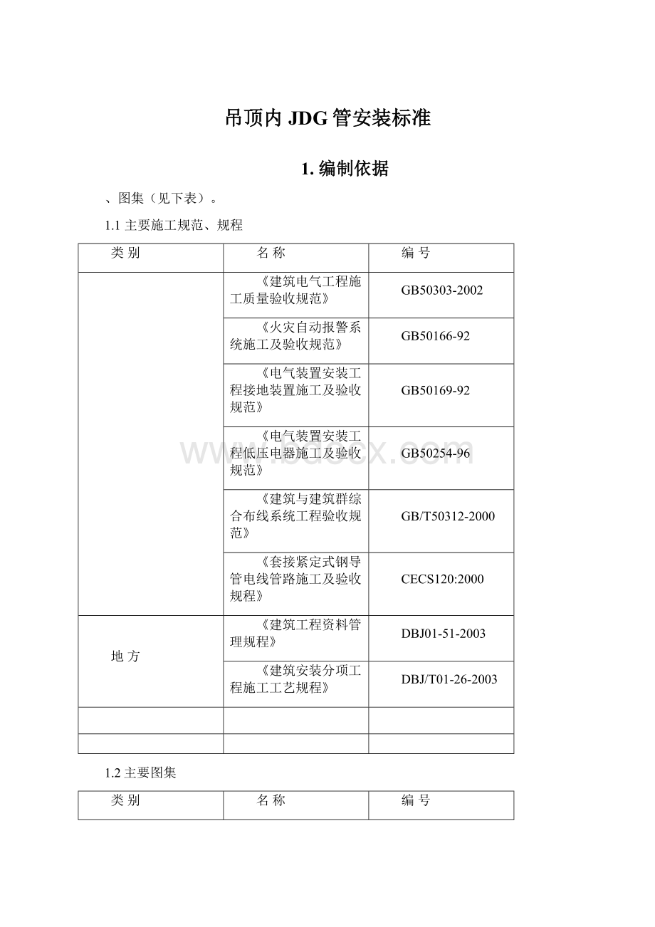 吊顶内JDG管安装标准Word格式.docx