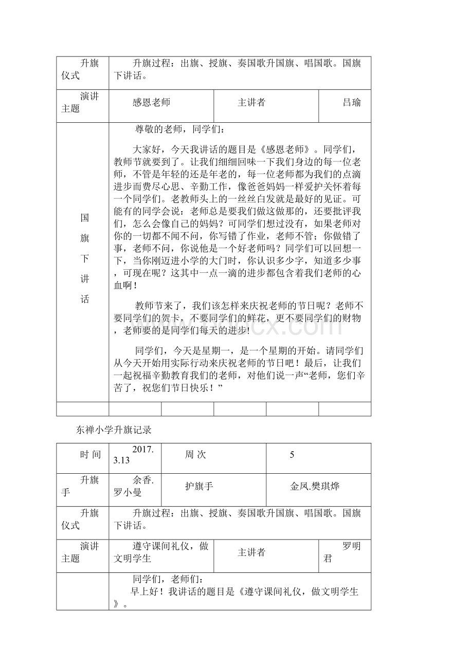 小学升旗记录第一学期Word文件下载.docx_第3页