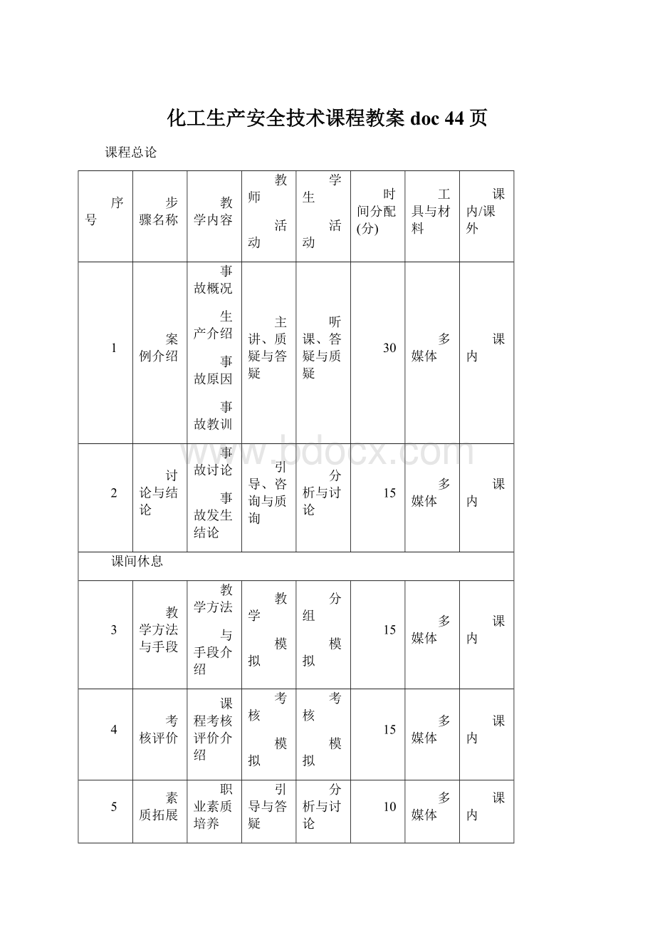 化工生产安全技术课程教案doc 44页Word格式.docx