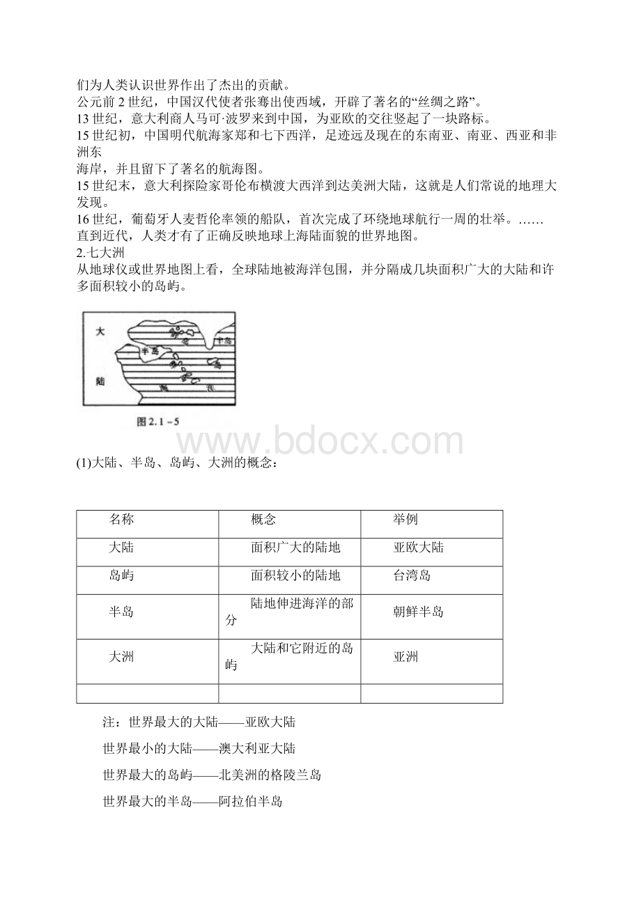 完整版七年级地理陆地和海洋同步练习题.docx_第3页