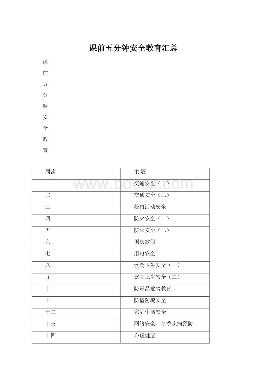 课前五分钟安全教育汇总.docx