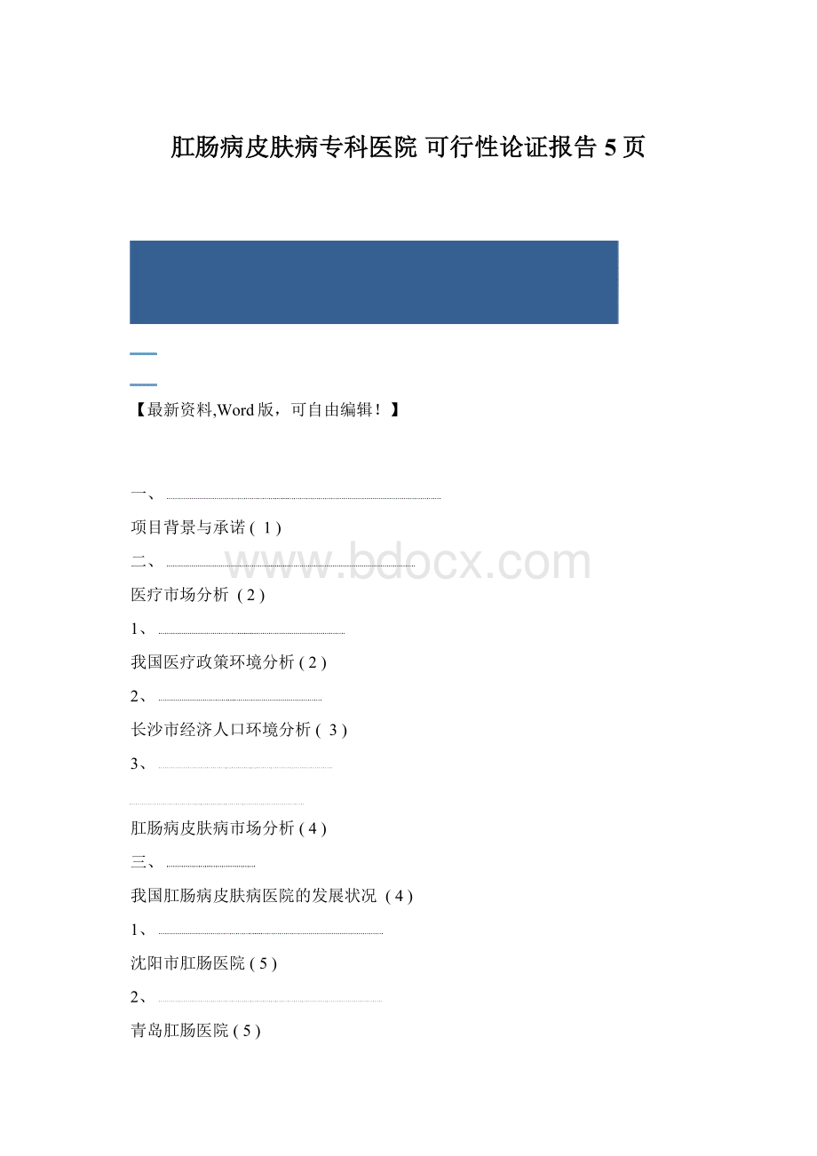 肛肠病皮肤病专科医院 可行性论证报告5页Word下载.docx