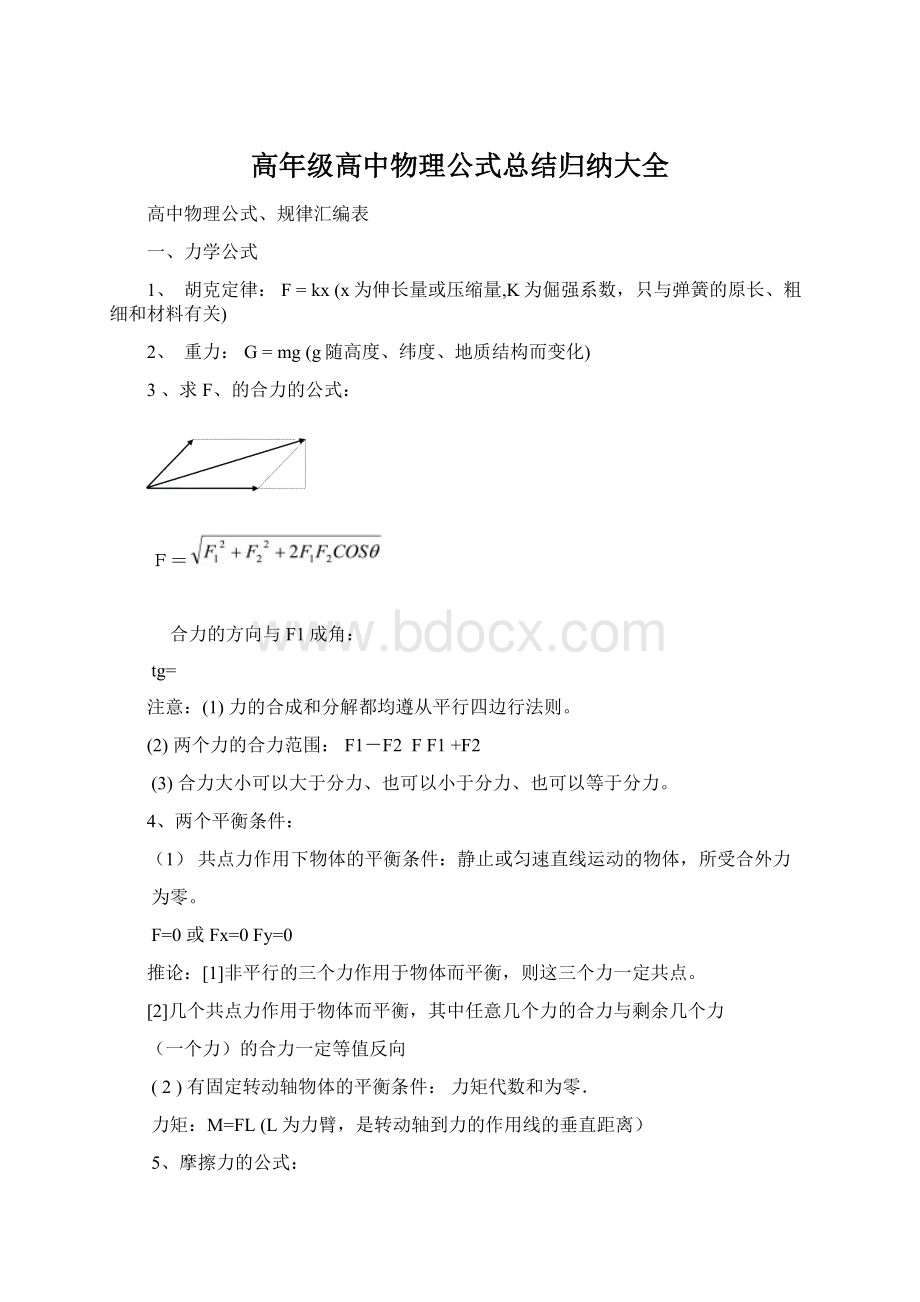 高年级高中物理公式总结归纳大全.docx