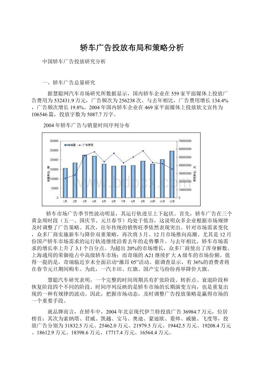 轿车广告投放布局和策略分析.docx_第1页