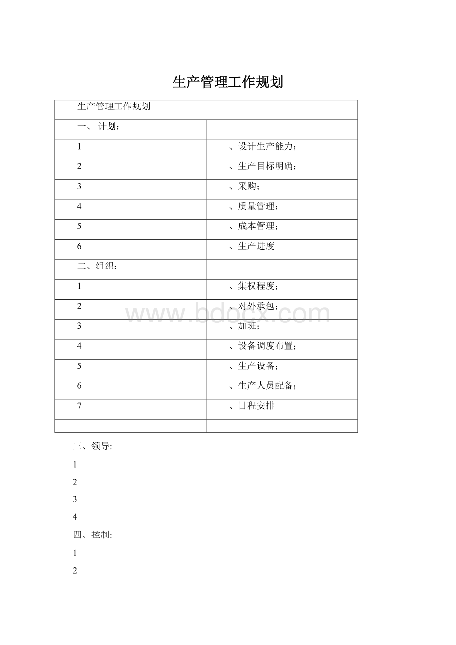 生产管理工作规划.docx_第1页