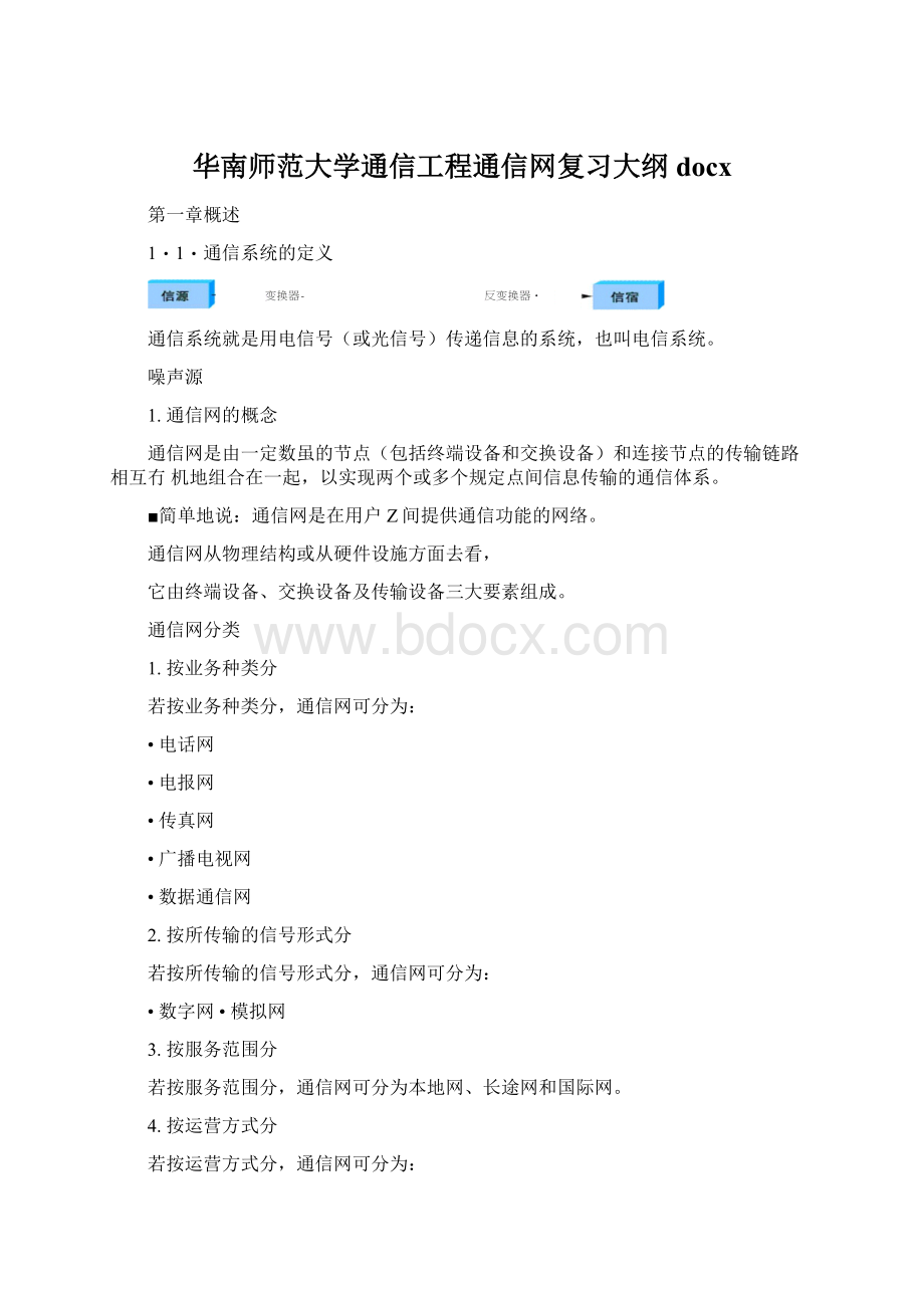 华南师范大学通信工程通信网复习大纲docx.docx