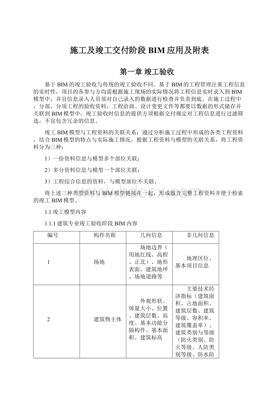 施工及竣工交付阶段BIM应用及附表.docx_第1页