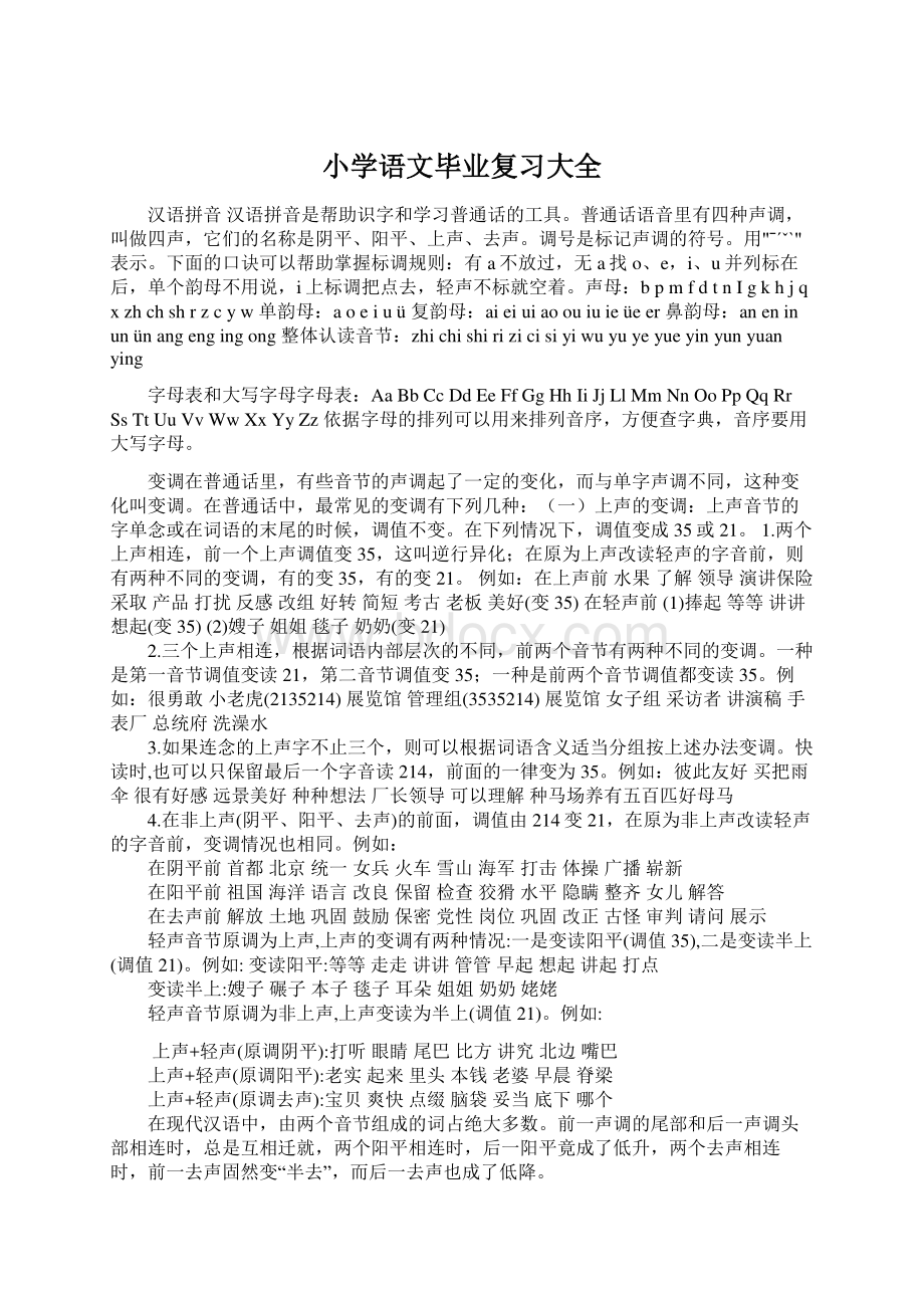 小学语文毕业复习大全Word文件下载.docx