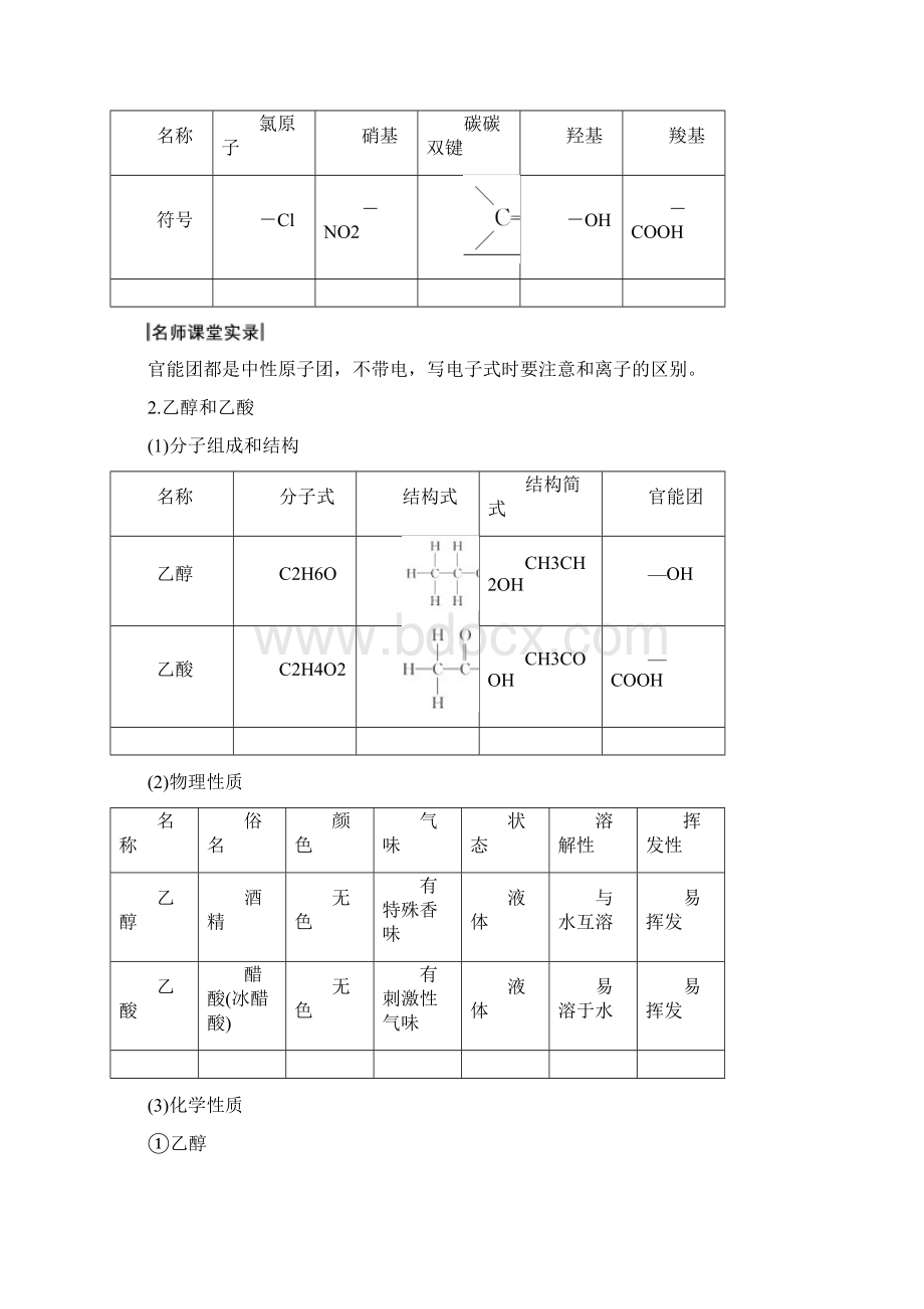 创新设计一轮复习化学人教版讲义第九章+第2讲+生活中两种常见的有机物基本营养物质及答案.docx_第2页