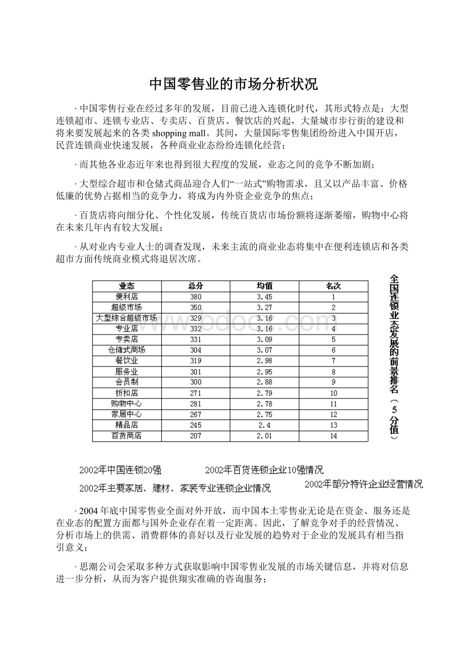 中国零售业的市场分析状况.docx_第1页