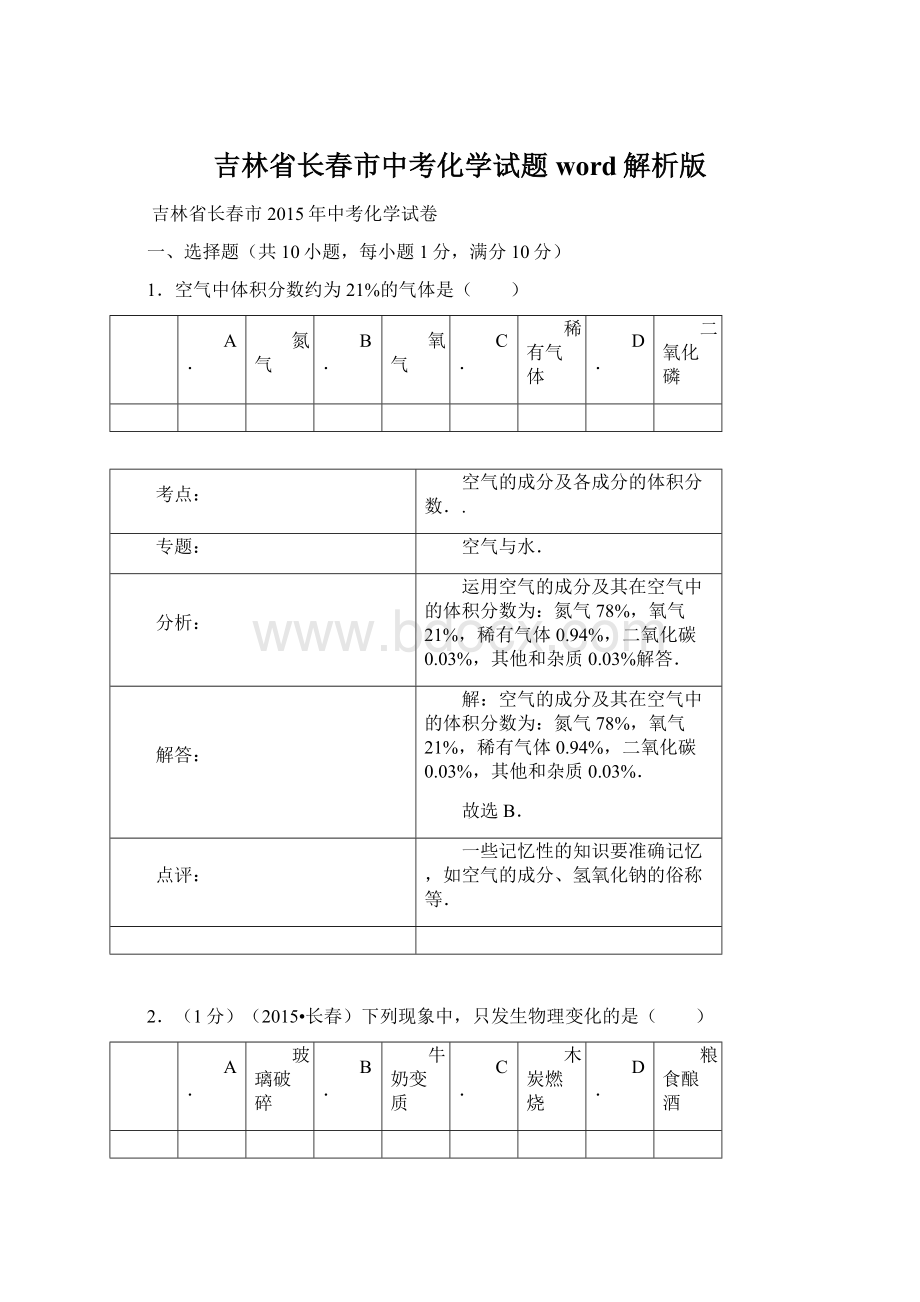 吉林省长春市中考化学试题word解析版文档格式.docx