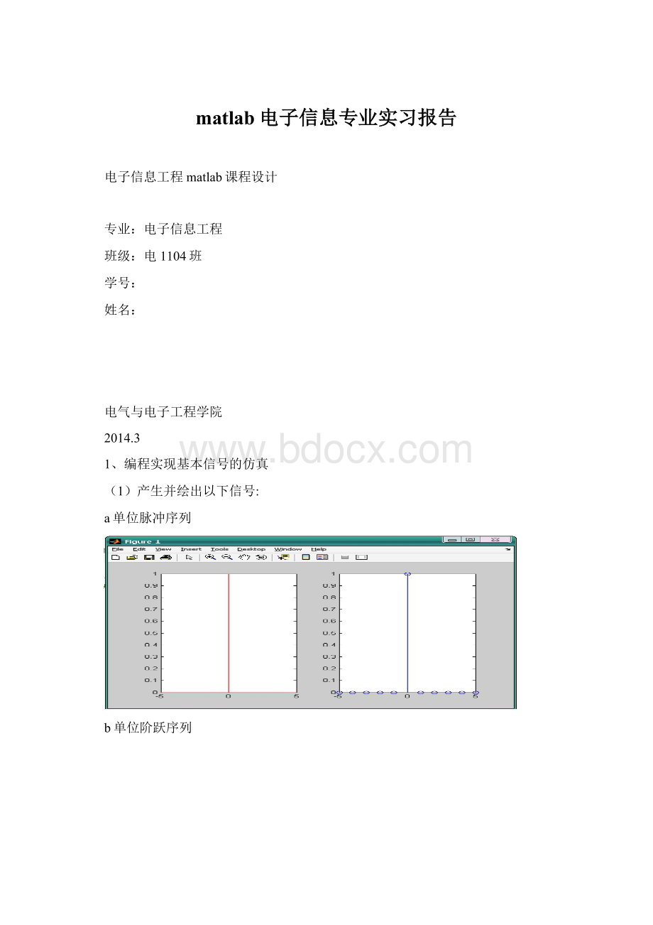 matlab电子信息专业实习报告Word文档下载推荐.docx_第1页