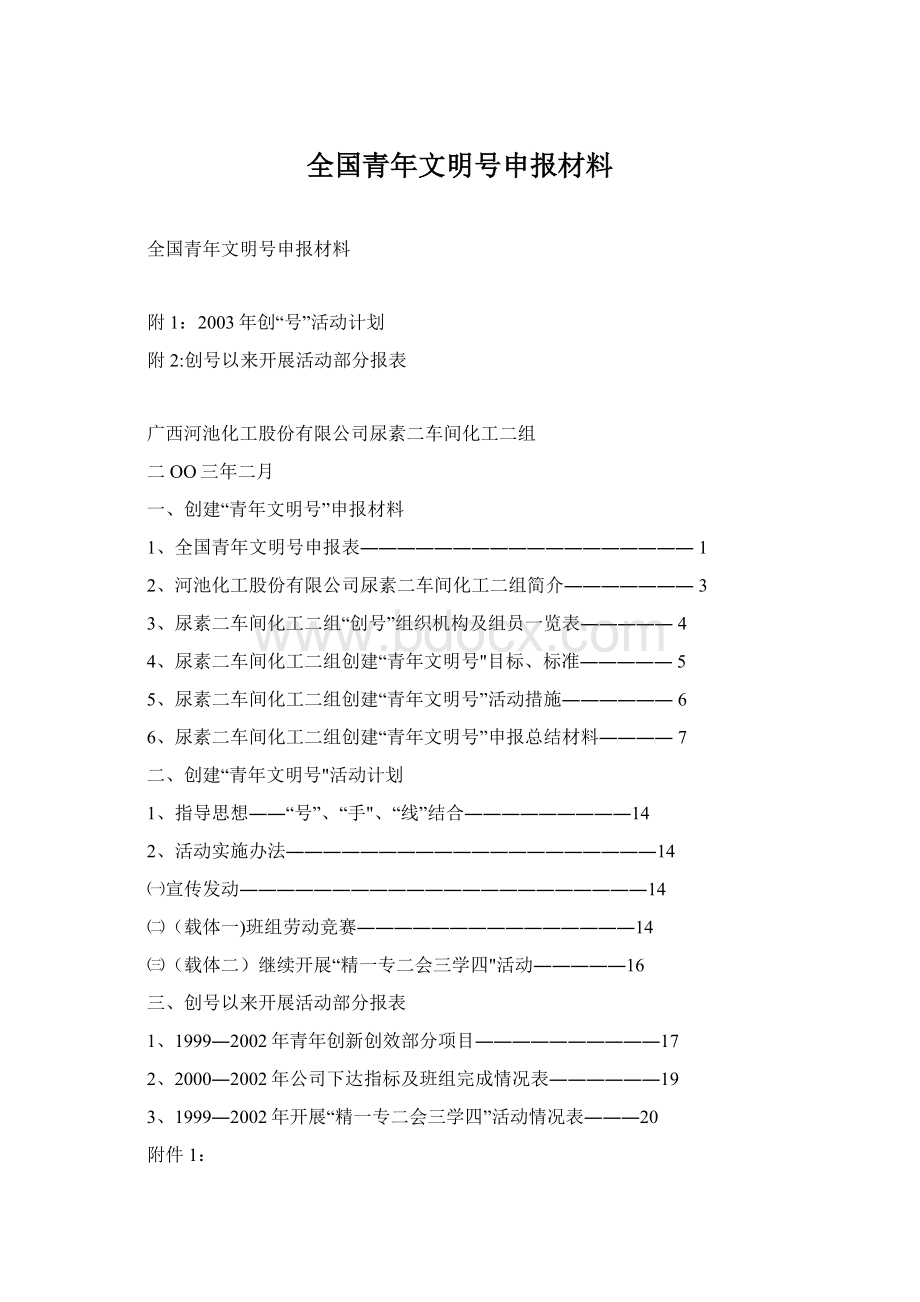 全国青年文明号申报材料.docx_第1页