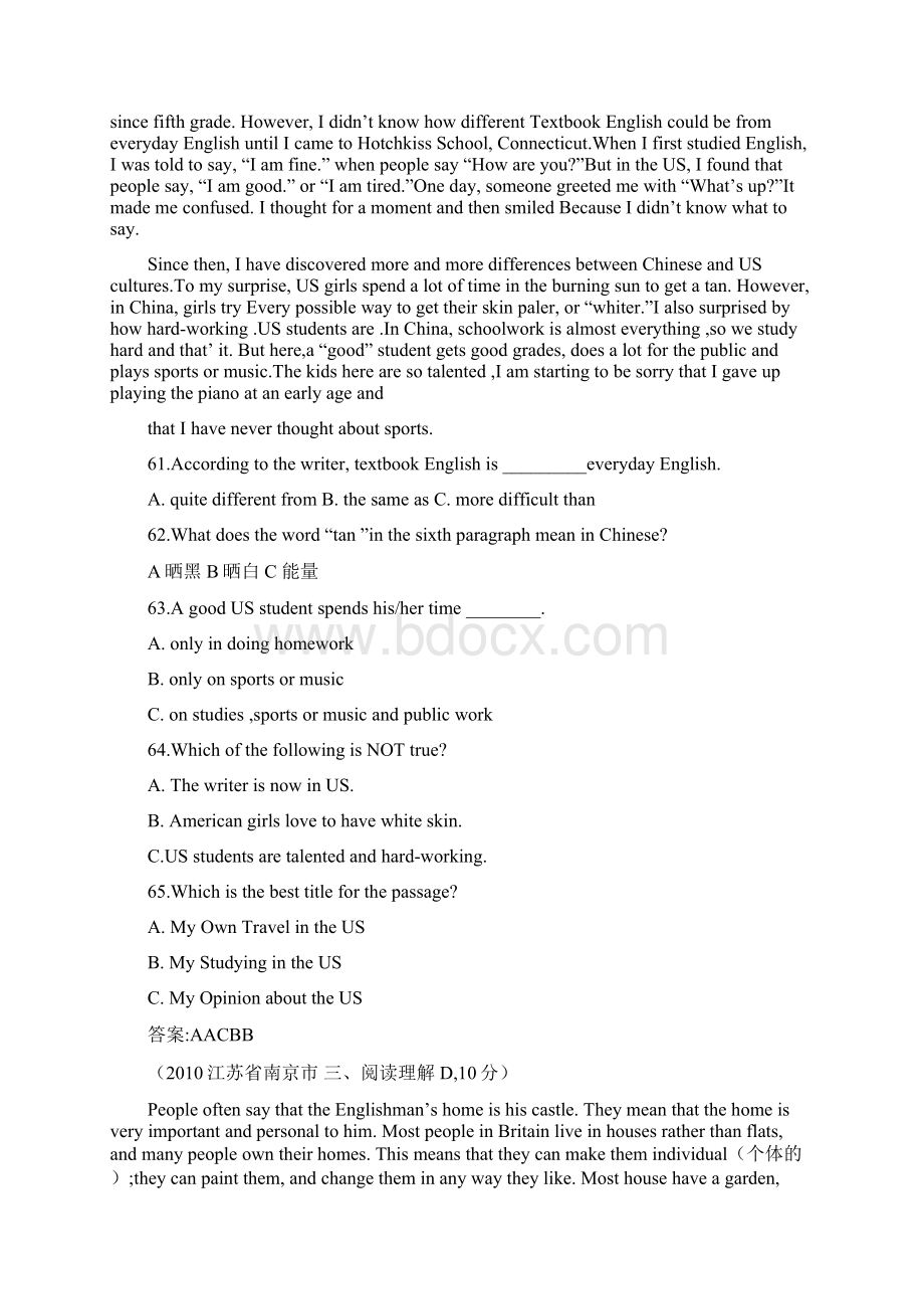中考英语阅读理解练习题及答案.docx_第2页