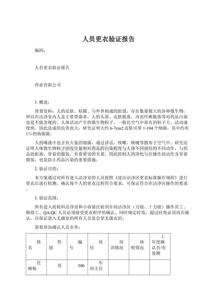 人员更衣验证报告.docx_第1页