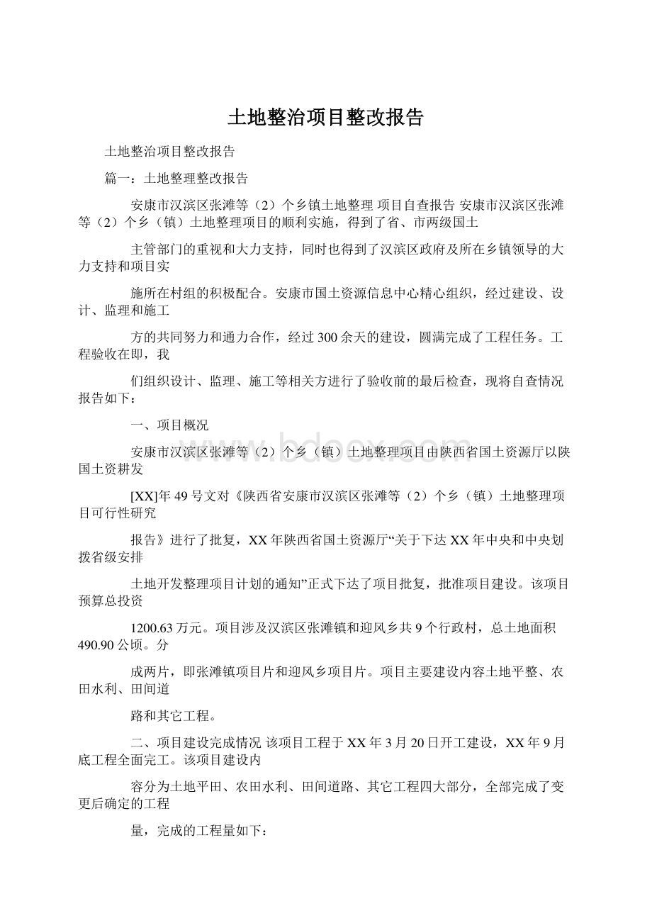 土地整治项目整改报告Word下载.docx_第1页